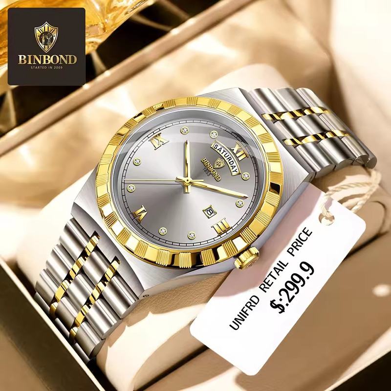 Smartwatch Trending Watches For Men - Zegarek męski BINBOND, modny, z podświetleniem