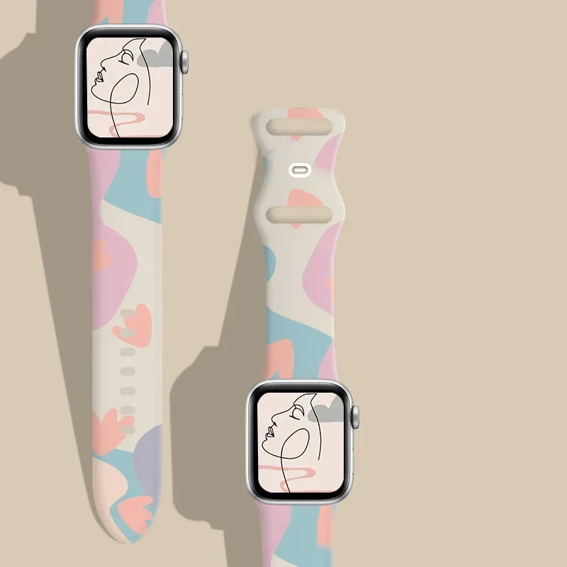 Smartwatch Iphone Watches For Women - Drukowany silikonowy pasek do paska Apple