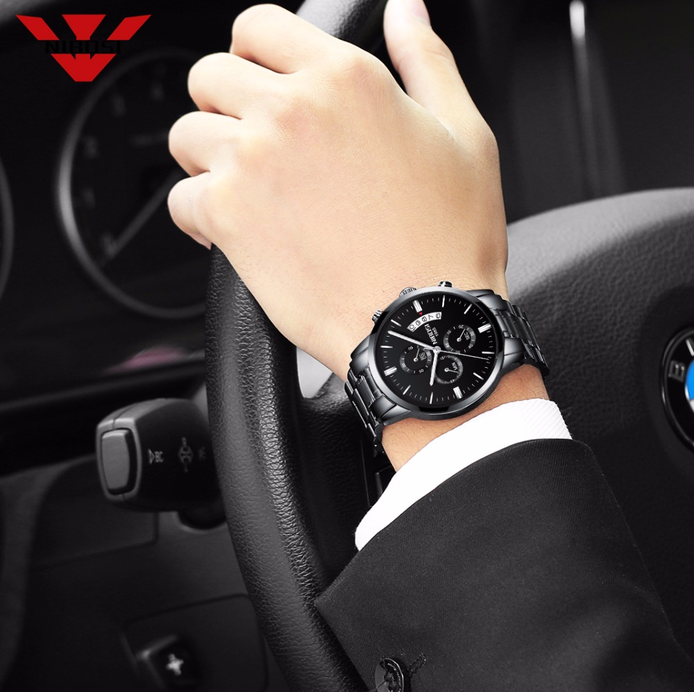 NIBOSI czarny zegarek kwarcowy – Smartwatch Watches For Men Brands recenzja i cena