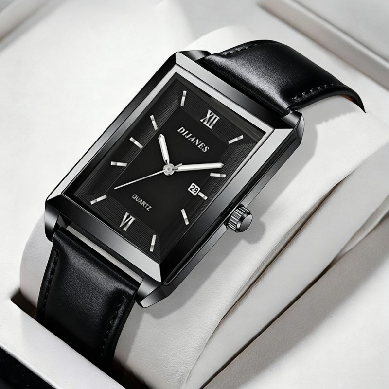 Męskie zegarki skórzane casual – Smartwatch Square Watches For Men recenzja i cena