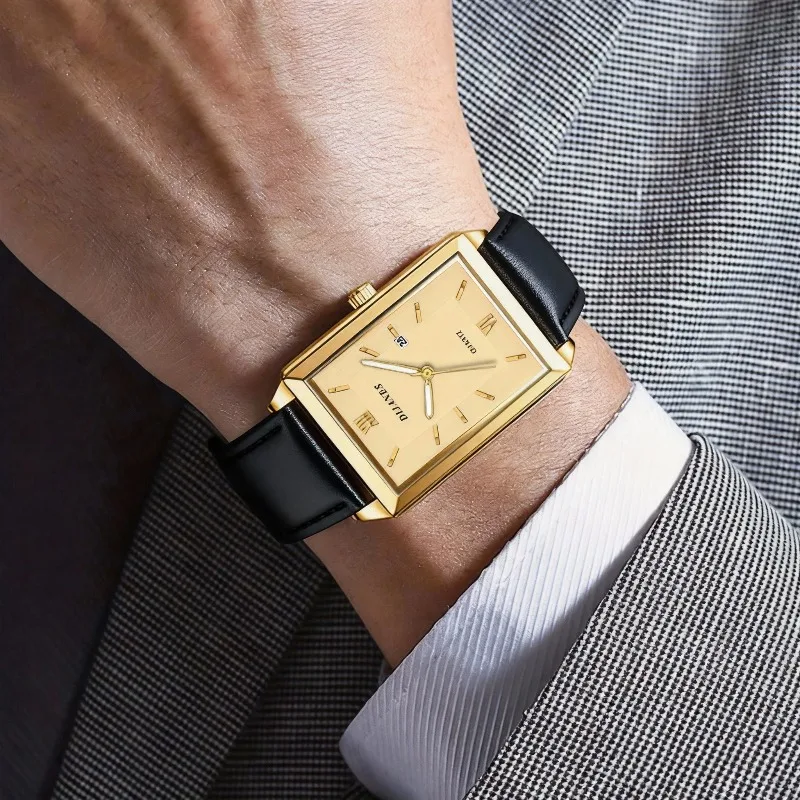 Męskie zegarki skórzane casual – Smartwatch Square Watches For Men recenzja i cena